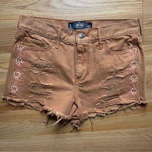 Hollister High-rise Boho Southwest Embroidery Distressed Shorts